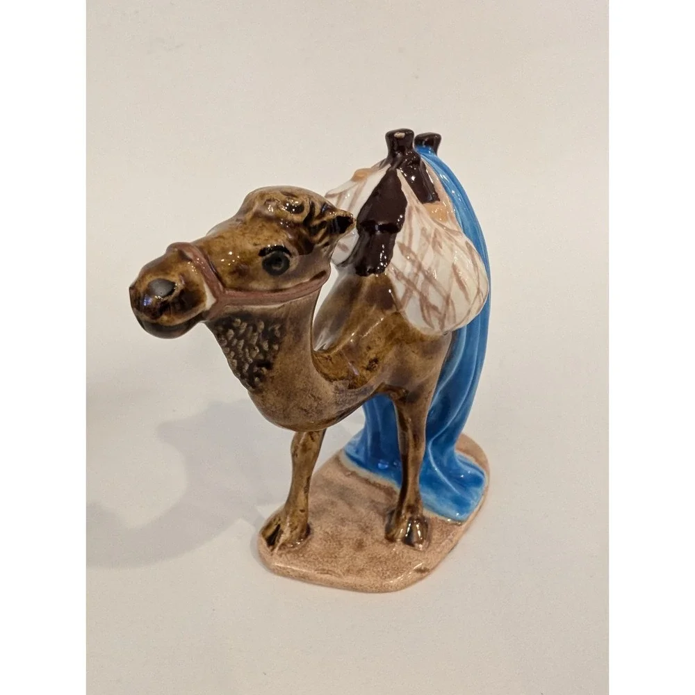 Vtg Hand Painted Ceramic Nativity Camel Figurine Set Holland Mold Style 4